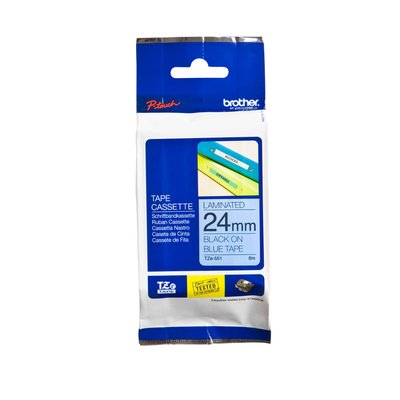 Ruban de lettrage Brother P-Touch TZe-551 standard 24mm noir sur bleu