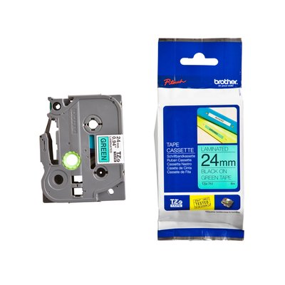 Ruban de lettrage Brother P-Touch TZe-751 standard 24mm noir sur vert