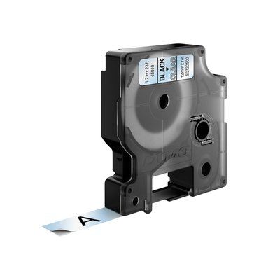 Labeltape Dymo LabelManager D1 polyester 12mm zwart op transparant