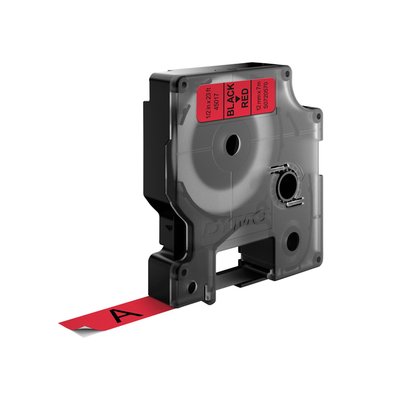 Labeltape Dymo LabelManager D1 polyester 12mm zwart op rood