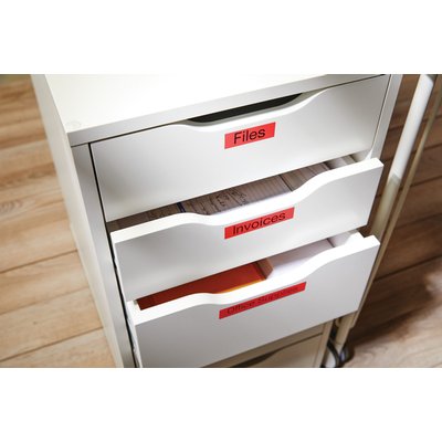 Labeltape Dymo LabelManager D1 polyester 12mm zwart op rood