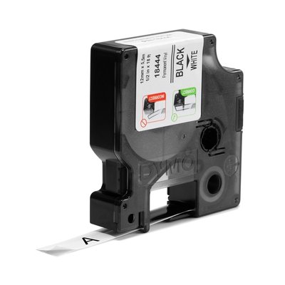 Ruban Dymo Rhino Industriel vinyle 12mmx5,5m noir sur blanc