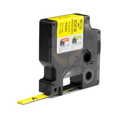 Ruban Dymo Rhino Industriel rétractable 9mmx1,5m noir sur jaune
