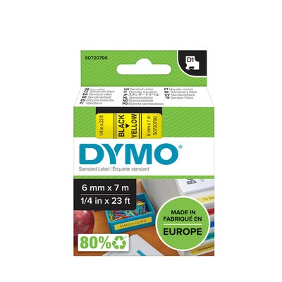 Labeltape Dymo LabelManager D1 polyester 6mm zwart op geel