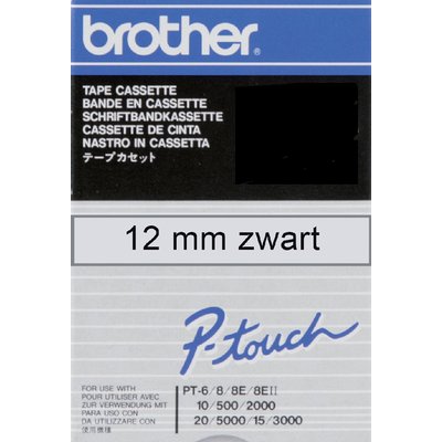 Ruban de lettrage Brother P-Touch TC-101 standard 12mm noir sur transparent