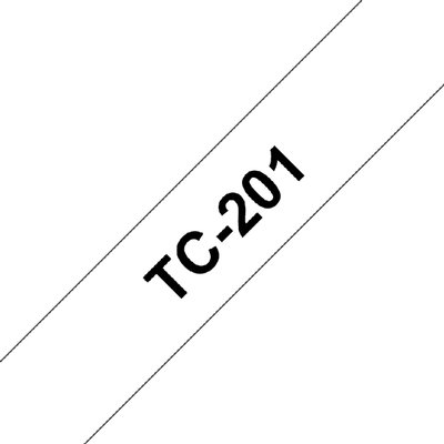 Ruban de lettrage Brother P-Touch TC-201 standard 12mm noir sur blanc