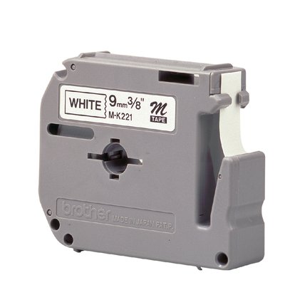Labeltape Brother P-touch M-K221BZ ongelamineerd 9mm zwart op wit