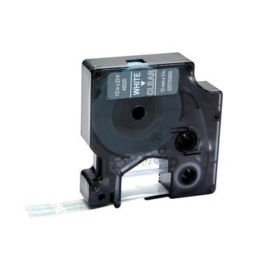 Labeltape Dymo LabelManager D1 polyester 12mm wit op transparant