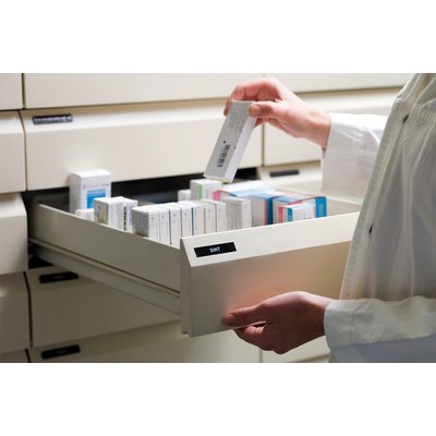 Labeltape Dymo LabelManager D1 polyester 19mm wit op zwart