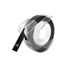 Reliëftape Dymo embossing plastic 9mm wit op zwart foto