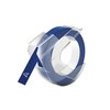 Reliëftape Dymo embossing vinyl 9mm wit op blauw foto