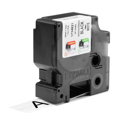 Ruban Dymo Rhino Industriel auto-laminé 24mmx5,5m noir sur blanc