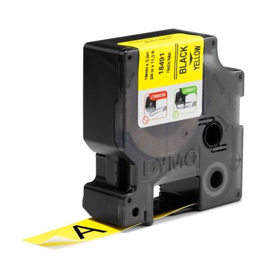 Ruban Dymo Rhino Industriel nylon 19mmx3,5m noir sur jaune