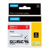 Labeltape Dymo Rhino industrieel vinyl 12mm wit op rood foto