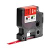 Labeltape Dymo Rhino industrieel vinyl 12mm wit op rood foto