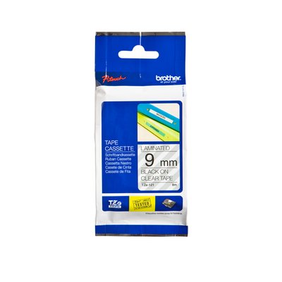 Ruban de lettrage Brother P-Touch TZE-121 standard 9mm noir sur transparent