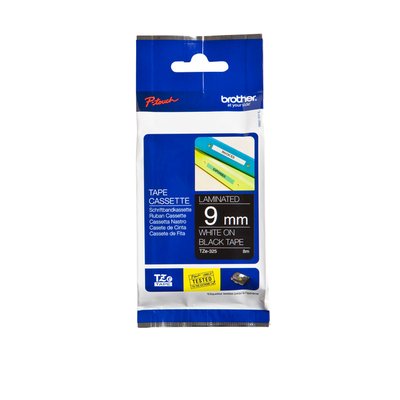Ruban de lettrage Brother P-Touch TZe-325 standard 9mm blanc sur noir
