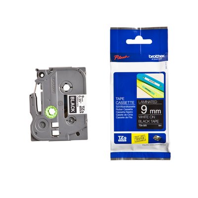Ruban de lettrage Brother P-Touch TZe-325 standard 9mm blanc sur noir