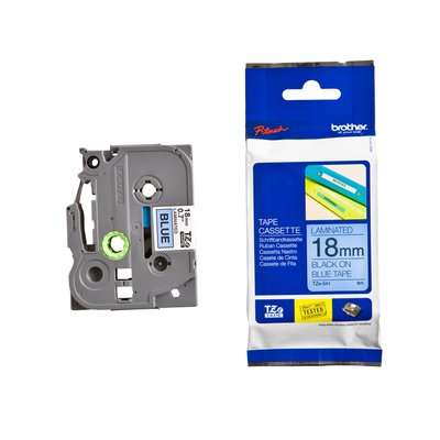 Ruban de lettrage Brother P-Touch TZe-541 standard 18mm noir sur bleu