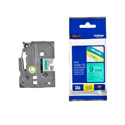 Ruban de lettrage Brother P-Touch TZe-721 standard 9mm noir sur vert