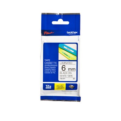 Ruban de lettrage Brother P-Touch TZe-211 standard 6mm noir sur blanc