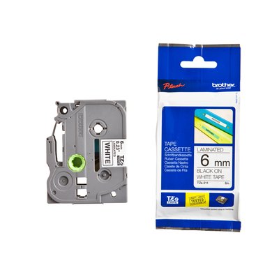 Ruban de lettrage Brother P-Touch TZe-211 standard 6mm noir sur blanc