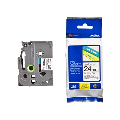 Ruban de lettrage Brother P-Touch TZe-251 standard 24mm noir sur blanc
