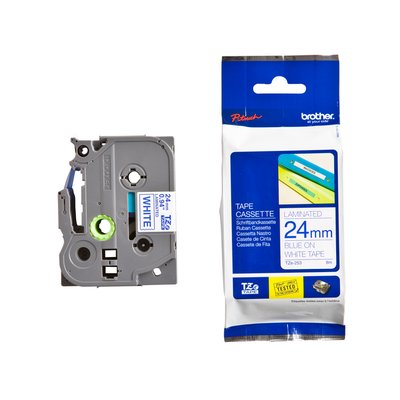 Labeltape Brother P-touch TZe-253 standaard 24mm blauw op wit