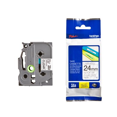 Ruban de lettrage Brother P-Touch TZE-151 standard 24mm noir sur transparent