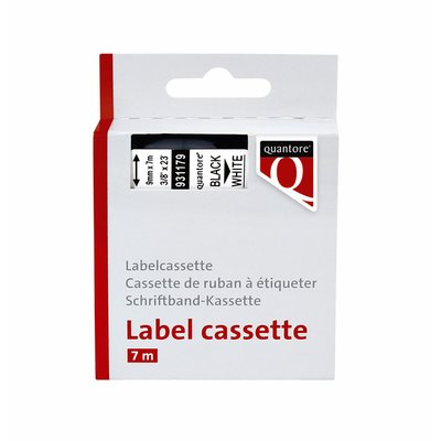 Ruban étiquette Quantore 40913 9mmx7m noir sur blanc