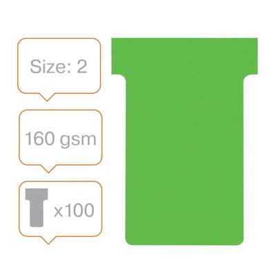 Fiche-T planning Nobo n°2 48mm vert 100 pièces