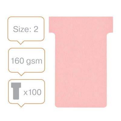 Fiche-T planning Nobo n°2 48mm rose 100 pièces