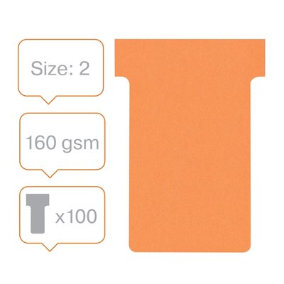 Fiche-T planning Nobo n°2 48mm orange 100 pièces