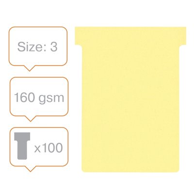 Fiche-T planning Nobo n°3 80mm jaune 100 pièces