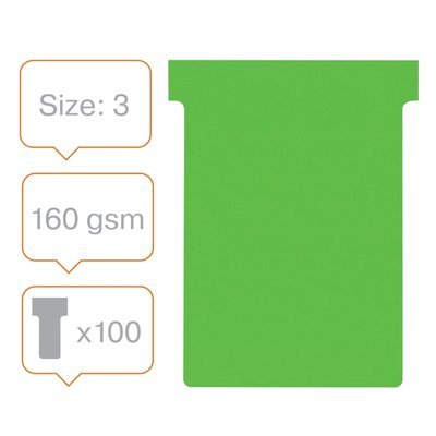 Fiche-T planning Nobo n°3 80mm vert 100 pièces