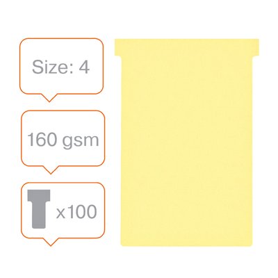 Fiche-T planning Nobo n°4 112mm jaune 100 pièces