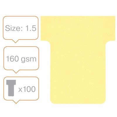 Fiche-T planning Nobo n°1.5 36mm jaune 100 pièces