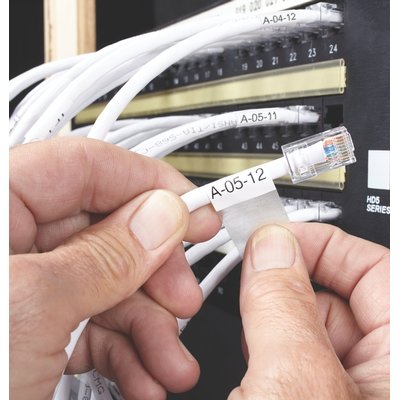 Labeltape Dymo XTL kabelwikkel 21mm zwart op wit