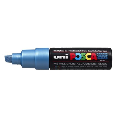 Paintmarker Uni POSCA PC8K breed schuin metallic blauw