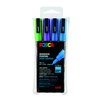 Paintmarker Uni POSCA PC3M fijn glitter koel assorti set à 4 stuks foto