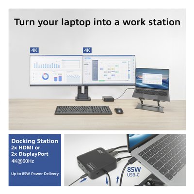Dockingstation ACT USB-C Dual Monitor met Power Delivery