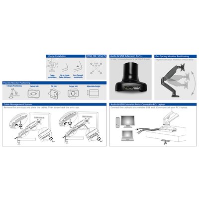Monitorarm ACT office met gasveer 1 scherm