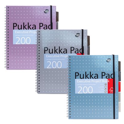 Projectboek Pukka Pad Metallic Executive A4 lijn 5-tabs 4-gaats 200 pagina's 80gr assorti