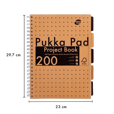 Projectboek Pukka Pad Kraft A4 lijn 5-tabs 200 pagina's 80gr