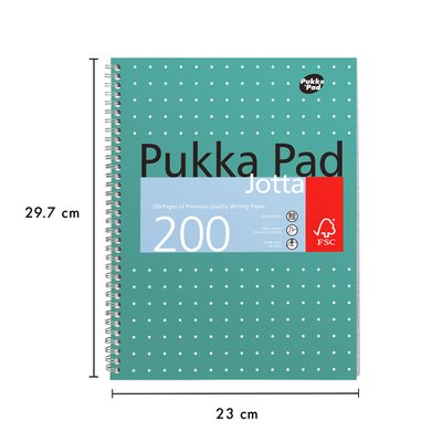 Collegeblok Pukka Pad Jotta A4 lijn 4-gaats 200 pagina's 80gr groen