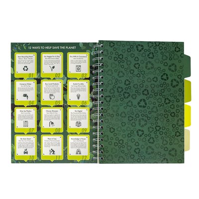 Carnet de projets Pukka Pad Recycled B5 ligné 4 intercalaires 200 pages 80g vert