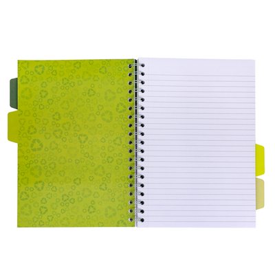 Carnet de projets Pukka Pad Recycled B5 ligné 4 intercalaires 200 pages 80g vert