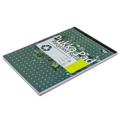 Bloc-notes Pukka Pad Recycled A4 ligné 4 perforations 100 feuilles 80g
