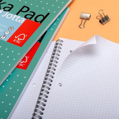 Bloc-notes Pukka Pad Jotta A4 carreau 5x5xmm 4 perforations 200 pages 80g vert