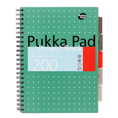 Projectboek Pukka Pad Metallic A4 lijn 5-tabs 200 pagina's 80gr groen